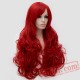 Long Curly Fluffy Red Cosplay Women Wigs Black Purple Pink Silver White