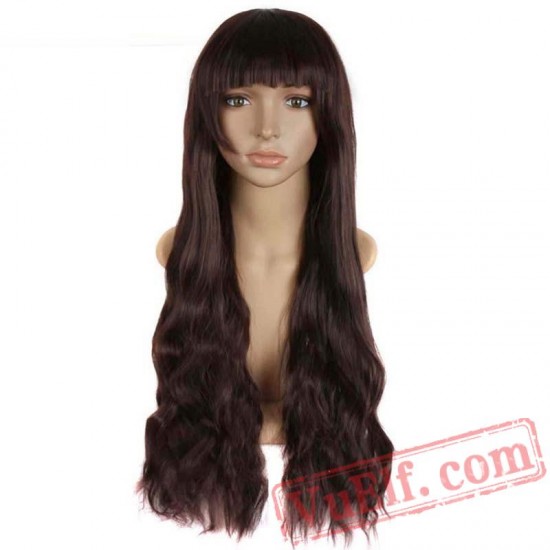 Long Kinky Curly Wigs Women Hair Black Pink Blonde Cosplay Wig