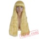 Long Kinky Curly Wigs Women Hair Black Pink Blonde Cosplay Wig