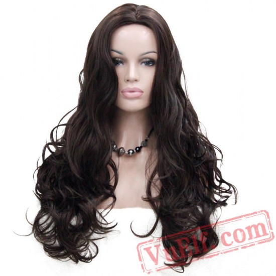 Women's Wig Long Curly Wig Capless Black/Red Hair