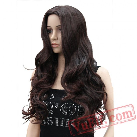 Women's Wig Long Curly Wig Capless Black/Red Hair