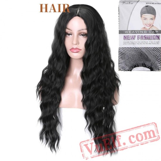 Red Black Long Water Wave Hairstyle Wigs Women Hair