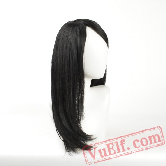 Long Bangs Women Black Wig Long Straight Hair Natural Wig Cosplay