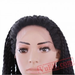 Beauty Long Black Wig Box Braided Lace Front Wigs Women