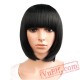 Beauty Short Straight Hair Black Brown White Blonde Cosplay Bob Wig Bangs Women