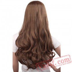 Long Loose Wave Wigs Women Black Light Dark Brown Hair Cosplay