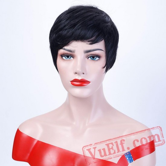 Short Black Wigs Women Natural Straight Wigs Cosplay Wigs