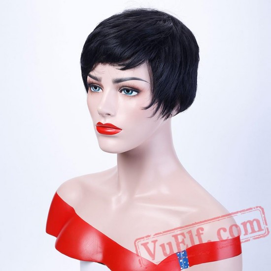 Short Black Wigs Women Natural Straight Wigs Cosplay Wigs