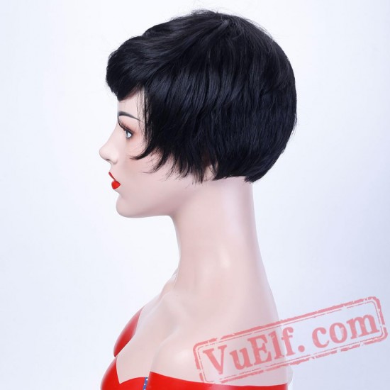 Short Black Wigs Women Natural Straight Wigs Cosplay Wigs