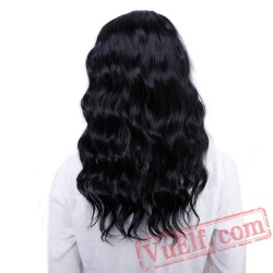 Black Bangs Natural Wave Wigs Women Black mix Brown Wig long Bob Hair wigs