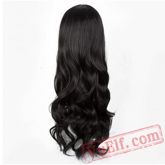 Black Long Curly Line Hair Cosplay Halloween Carnival Party