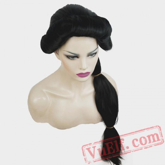 Beauty Cosplay Wigs Jasmine princess Long Black Wig Hair