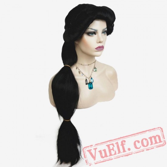 Beauty Cosplay Wigs Jasmine princess Long Black Wig Hair