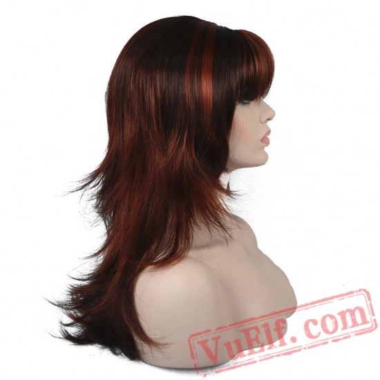 Natural Layered Long Straight Hair Brown/Black wigs women