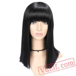 Straight Wigs Women Black Wig Bangs Natural Hair