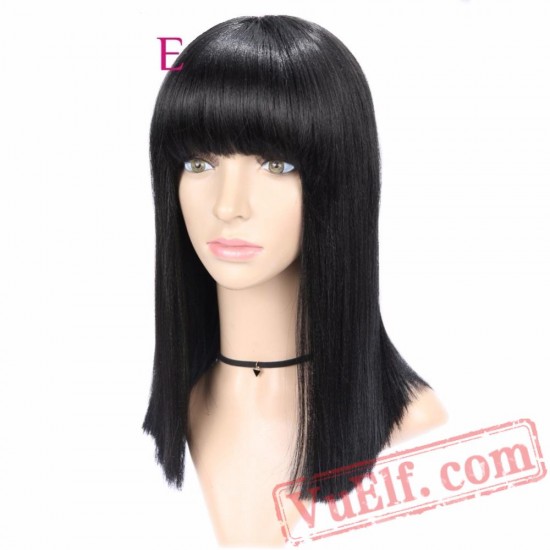 Straight Wigs Women Black Wig Bangs Natural Hair