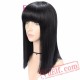 Straight Wigs Women Black Wig Bangs Natural Hair