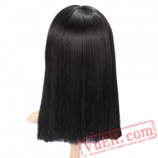 Straight Wigs Women Black Wig Bangs Natural Hair
