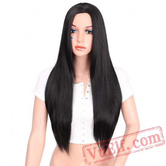 beauty Long Black Wig Straight Wig Hair Women Cosplay 