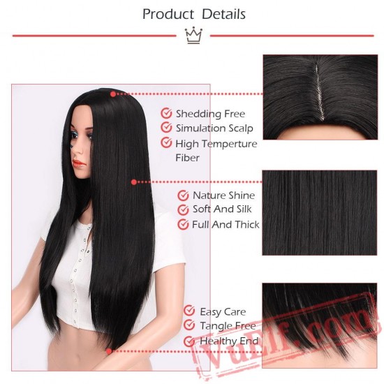 beauty Long Black Wig Straight Wig Hair Women Cosplay 