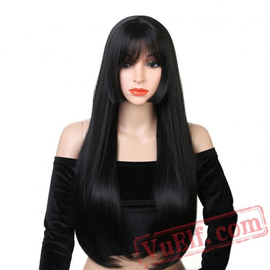 Long Straight Black Wig Heat-resistant Wig Long Wig