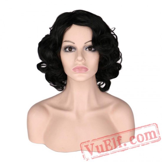 Women Short Curly Black Wigs Short Full Natrual Hair