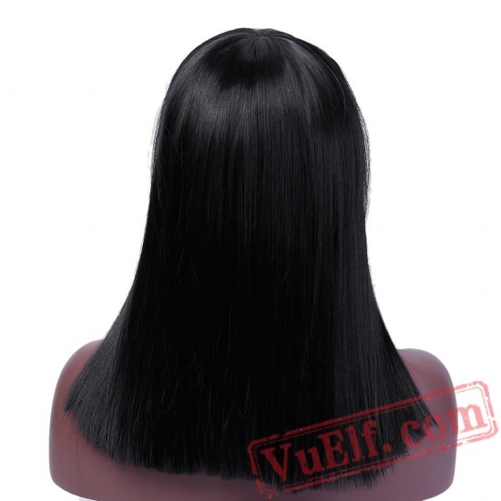 Short Straight Black Wigs Women Hair Natural Brown Cosplay Party