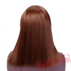 Short Straight Black Wigs Women Hair Natural Brown Cosplay Party