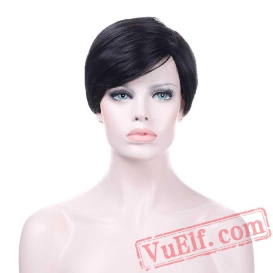 Fashion Short Black Wig Women Pixie Cut Hair Wig