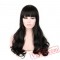 curly long hair women wigs bangs dark brown black wig