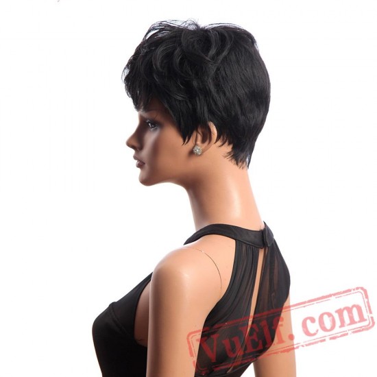 Short Black Wig Curly Hair Natural Wigs Women