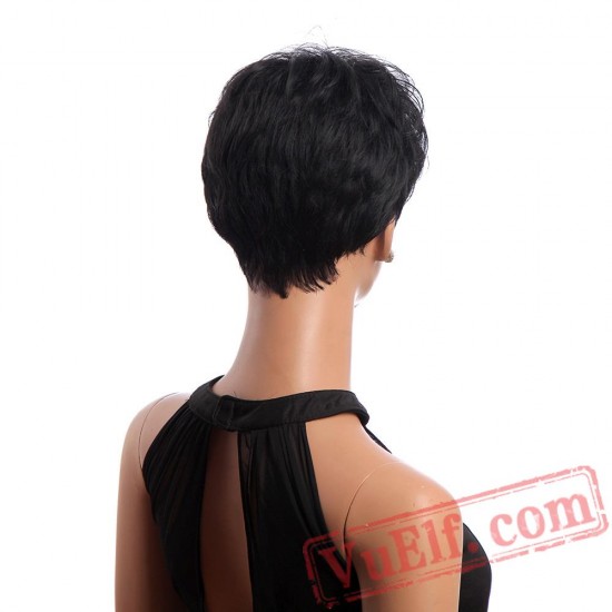 Short Black Wig Curly Hair Natural Wigs Women