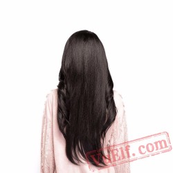 Black Straight Long Wigs Bangs Middle/Side Part Black Wigs