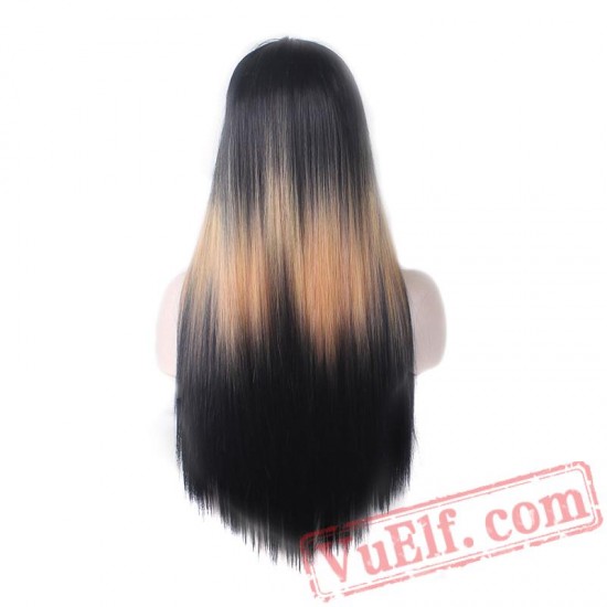 blonde/red/grey black long wig straight hair cosplay women wigs party
