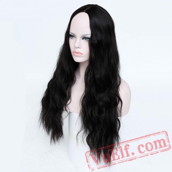 Long Kinky Culry Black Wigs Women Pink Blue Wigs