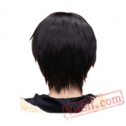 Men Boy Short Straight Cosplay Men Party Black Hair Wigs