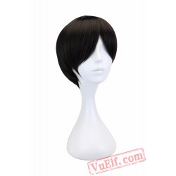 Men Boy Short Straight Cosplay Men Party Black Hair Wigs