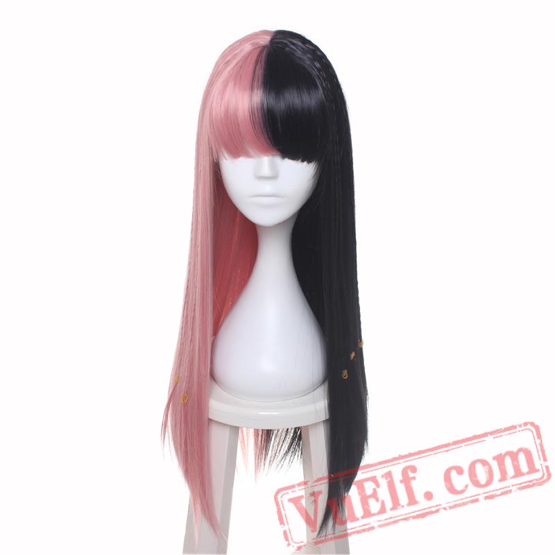 Melanie Martinez Half Black Pink Braids Hair Cosplay Wigs Melanie Martinez Half Black Pink Braids Hair Cosplay Wigs