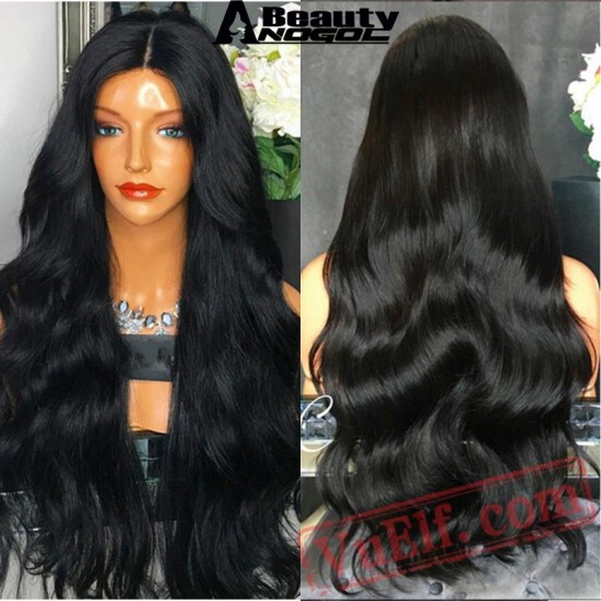 Brazilain Peruca Black Full Hair Wigs Long Wave Lace Front Wig