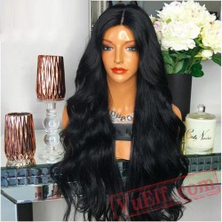 Brazilain Peruca Black Full Hair Wigs Long Wave Lace Front Wig