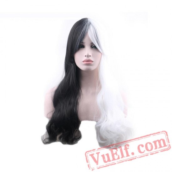 black white wig cosplay long wavy hair wigs women wig