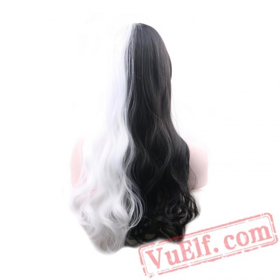 black white wig cosplay long wavy hair wigs women wig