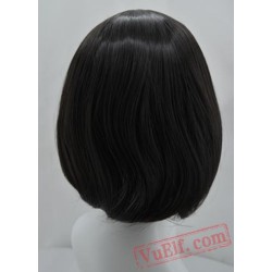 Black Wig Cosplay Mocha Hair Lineout Bangs Short Wavy