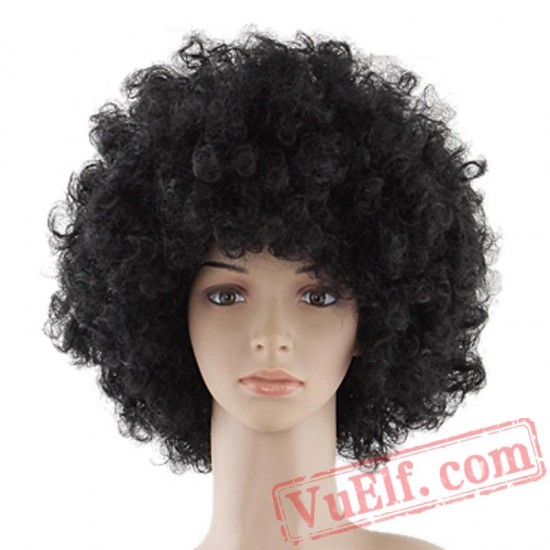 Beauty Afro Wig Kinky Curly Hair Black White Bobo Wigs Cosplay