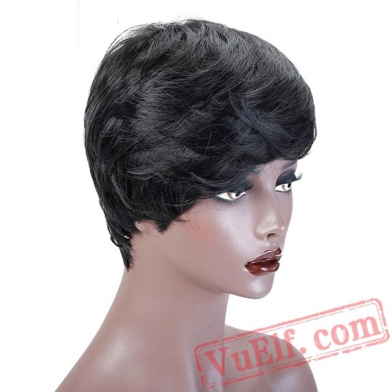 Short Black Wigs Women Pixie Cut Wig Cosplay Party Hair Wigs