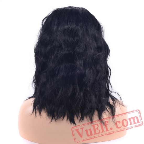 Brown Short Cosplay Wig Curly Bob Black Wigs Women Party Hair