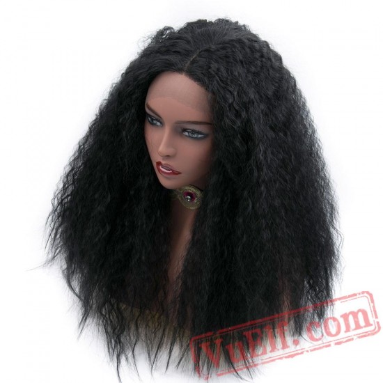 Long Kinky Straight Black Lace Front Wig Lace Front Wigs Women