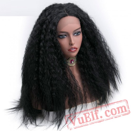 Long Kinky Straight Black Lace Front Wig Lace Front Wigs Women