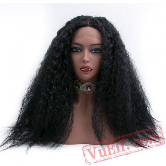 Long Kinky Straight Black Lace Front Wig Lace Front Wigs Women