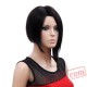 Kanekalon Short Black Wig Natural Straight Bob Full Wigs Women